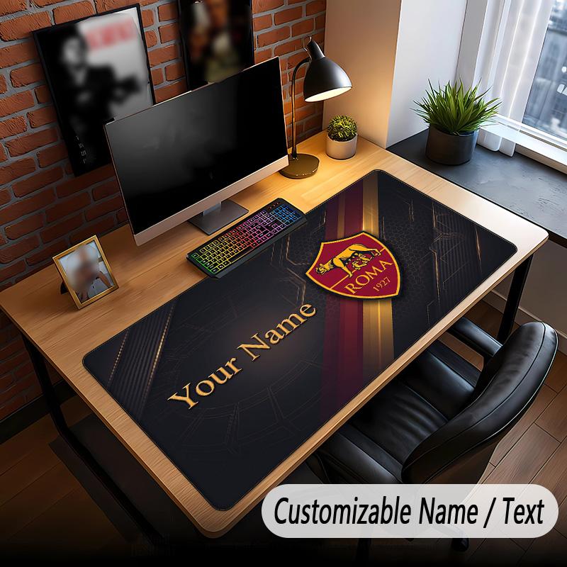 Large Mouse Pad AS Roma FC Print Custom Name Text Desk Mat for Office Gaming