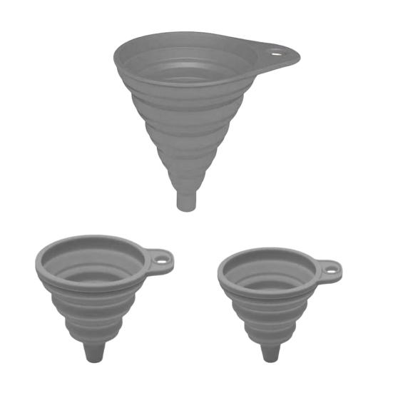 3Pcs Silicone Funnel Set Collapsible Kitchen Funnels Large Medium Small Funnels for Liquid Transfer Heat Resistant Bottling Kitchen Gadgets