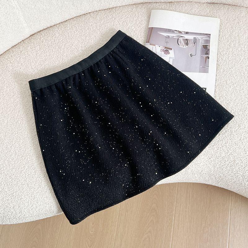 

Winter Sparkling Starry High-Waisted Wool Blend Skirt with Silver Flakes 3XL (Recommended 161-180 kg) чёрный