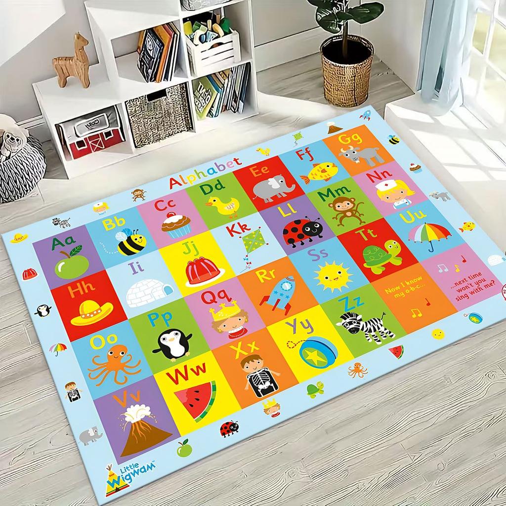 ABC Animal Alphabet Cartoon Early Educatio Children Crawling Playroom Rug for Bedroom Living Room Sofa Doormat Decor,Non-slip