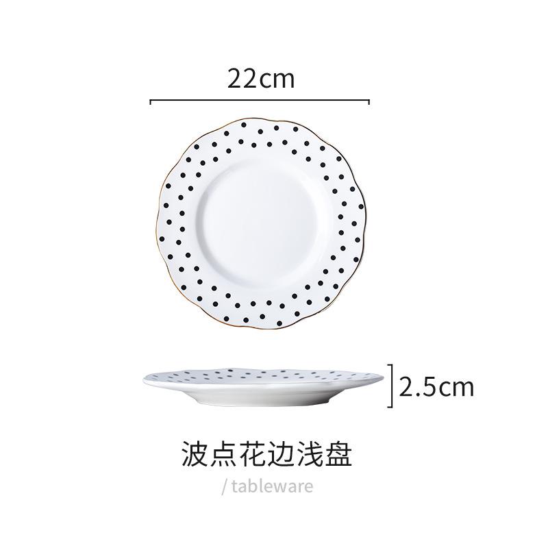 Set creativ de veselă ceramică pătată alb-negru Farfurie de cină din porțelan Bol pentru supă Bol pentru salată Farfurie pentru pește Ustensile de bucătărie