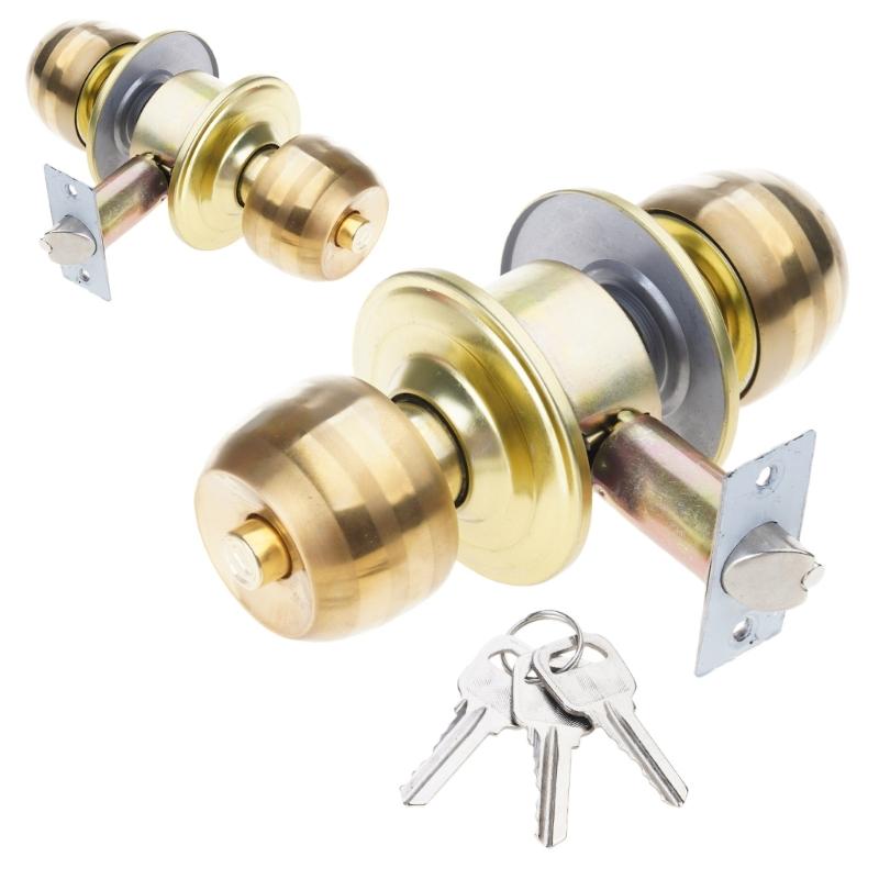 Round Shaped Entrance Lock Doorknob Zinc Alloy Door Knobs Knobset Metal Handle Knob with Key Interior Door Handles