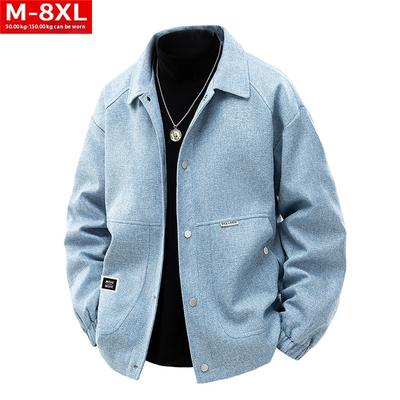 Cozy Up Simple Square Collar Jacket Fat Men Plus Size Loose Casual Pocket Coat