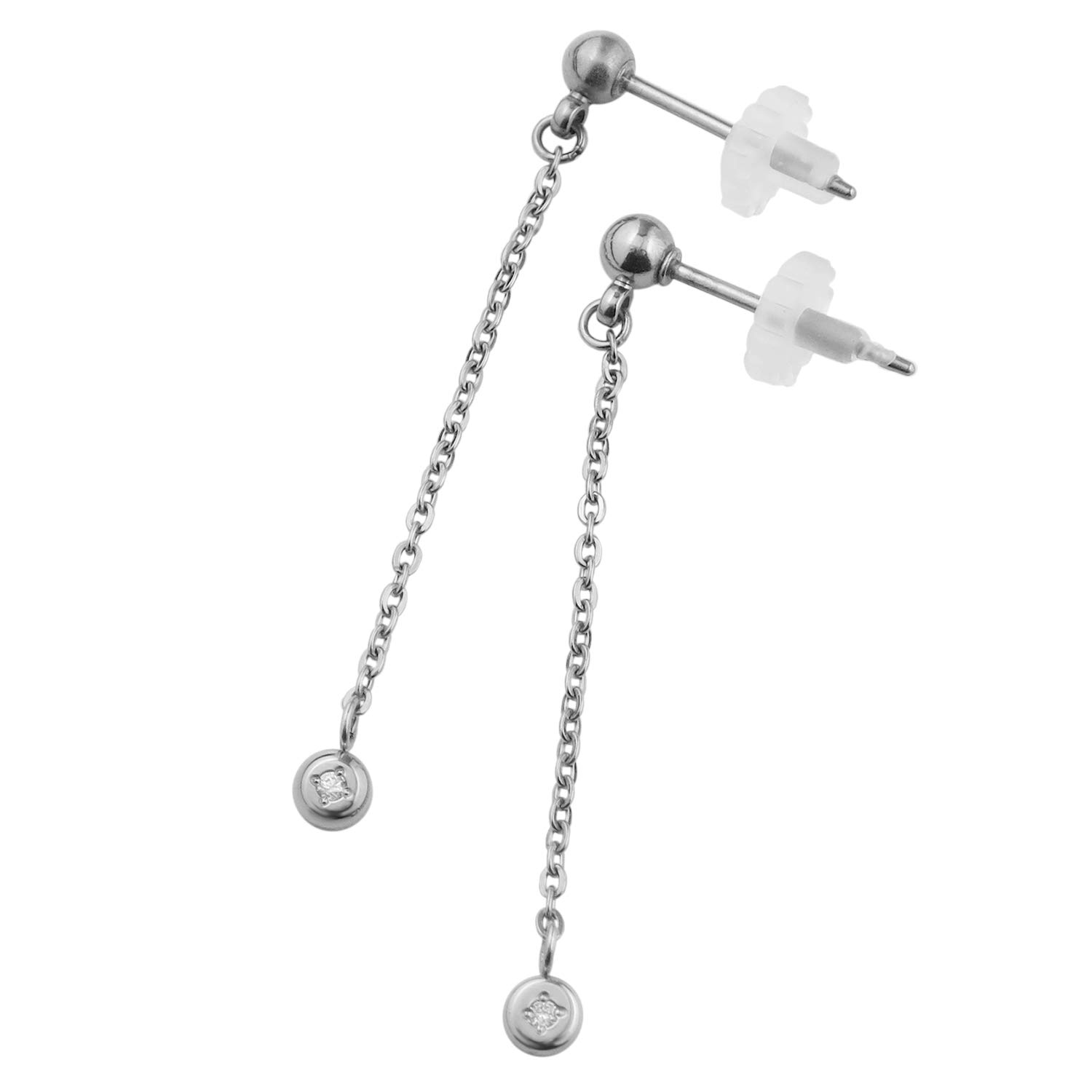 

[Fe-fe] fe-fe x phiten [Special Edition] Phiten Titanium Women s 2-Piece Earrings with Diamond Charm Studs, Long, Sporty