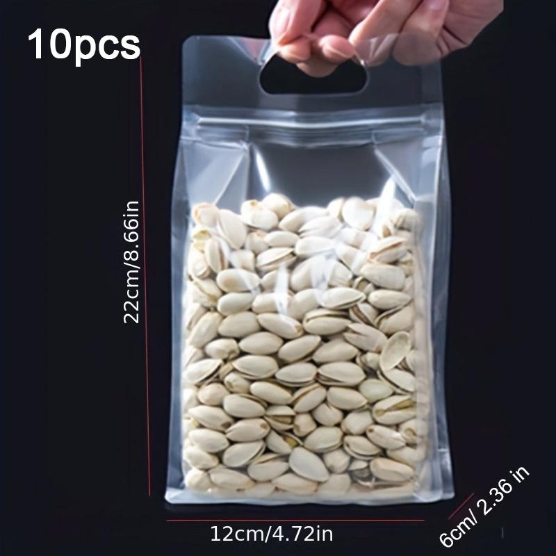 

10/20 шт./набор Прозрачный пластиковый пакет с ручкой на молнии Пакеты для упаковки продуктов, орехов, конфет, снеков, Многоразовые бытовые запечатанные пакеты