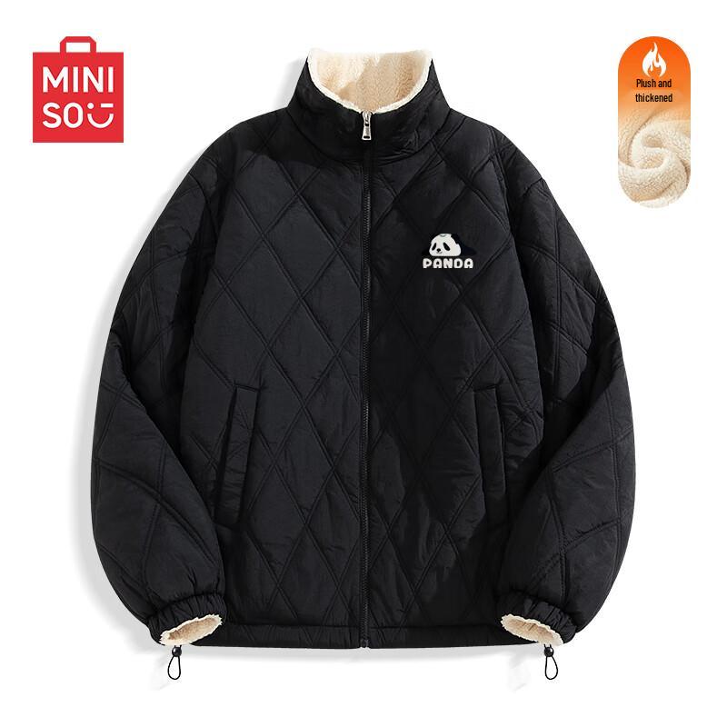 MINISO Men's Heavyweight Plush-Lined Stand Collar Winter Jacket