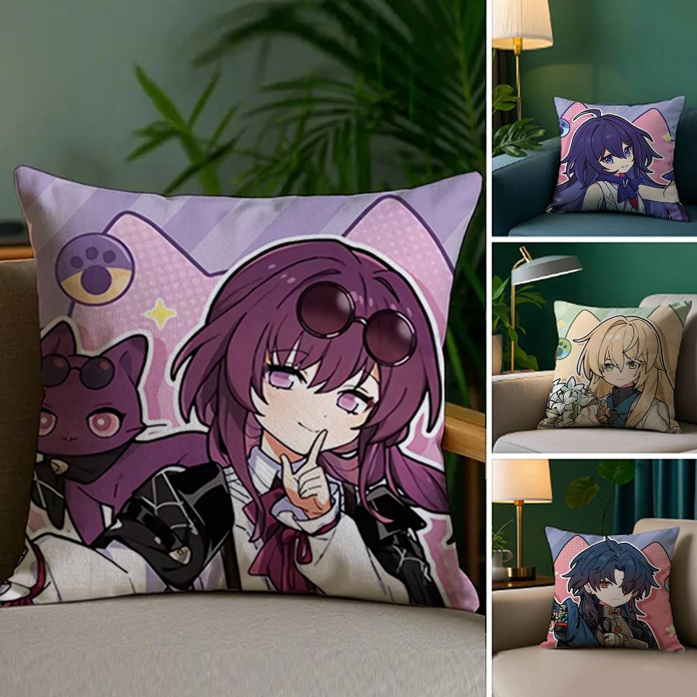 Chibi Cute Honkai Star Rail Pillow Case Plush Fabric Soft Double Sided Print Home Sofa High Quality Cushion Cover Throw