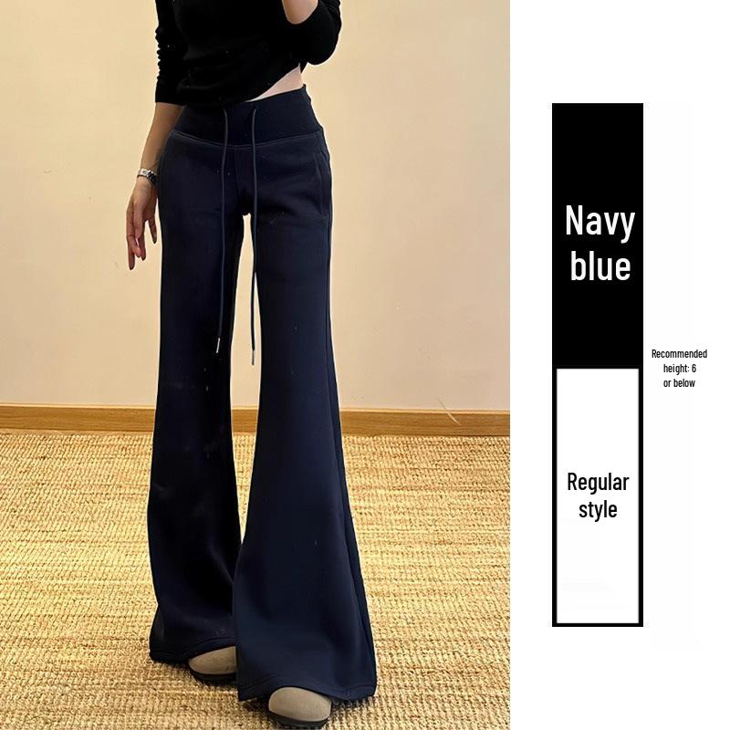 Women's Light Gray Flare Sweatpants with Plus Velvet – Slimming, Casual, Loose Fit for Autumn/Winter 2026