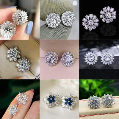 High-End Luxus Voll-Zirkonia Schneeflocken-Ohrringe Hochzeitsfeier Braut-Ohrschmuck Neue Westliche Kopfbedeckung