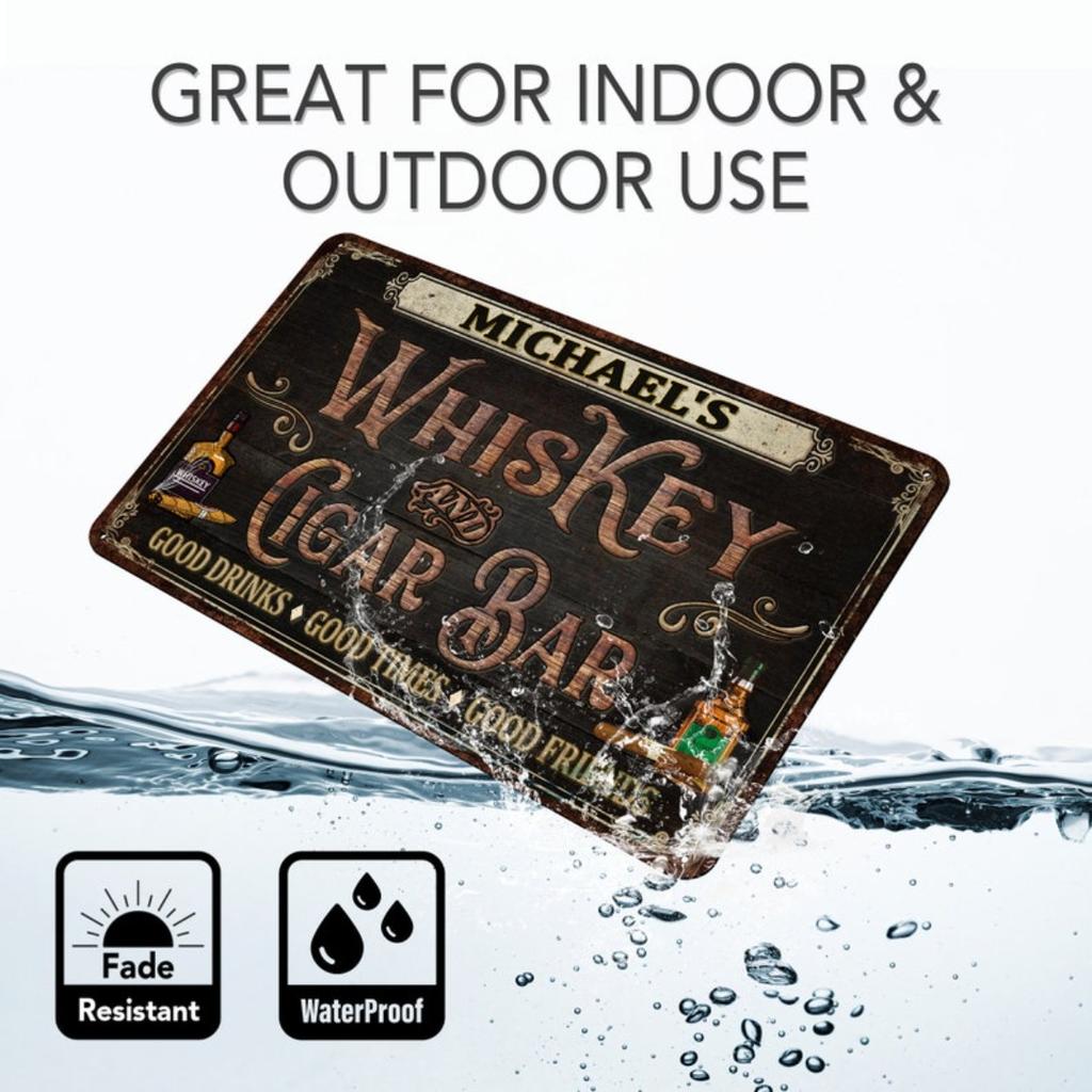 Personalizowany Znak Whiskey Cigar Bar, Dekoracja Man Cave, Prezent na Dzień Ojca Dla Taty