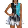 S-3XL Women’s Halloween Jumpsuit: Color Blocking Sequin & Striped Patchwork Checker Bowtie Tiered Tulle Hem Cutout Rompers Mad Costume