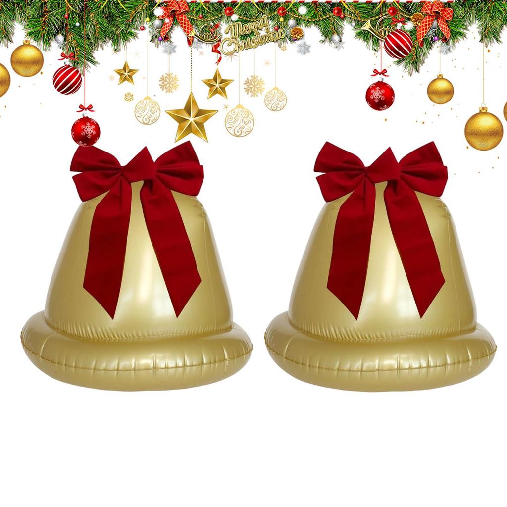 2 Pieces 50cm Christmas Bell Inflatable Ball Decoration PVC Giant Inflatable Christmas Bell Outdoor Christmas Decoration