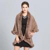 10 Colors Winter Warm String Faux Fox Fur Long Knitted 2 Layer Poncho Cape Cloak Oversize Women Cardigan Loose Shawl Street Coat