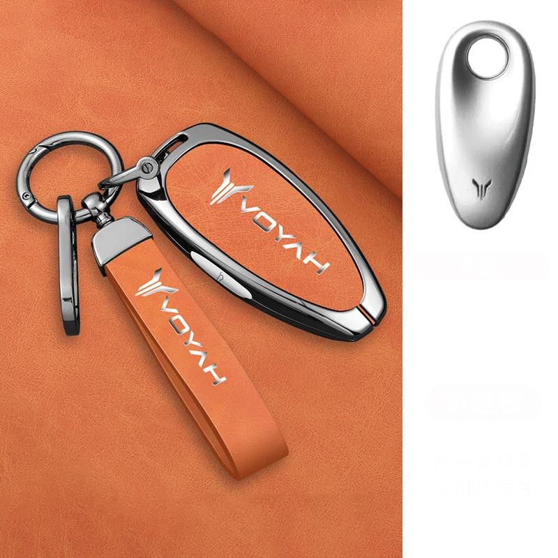 Interior Mouldings Zinc Alloy Leather Car Key Case Cover Shell Fob For Voyah Free I-Land Dreamer 2021-2023 Keychain Auto Key Pro