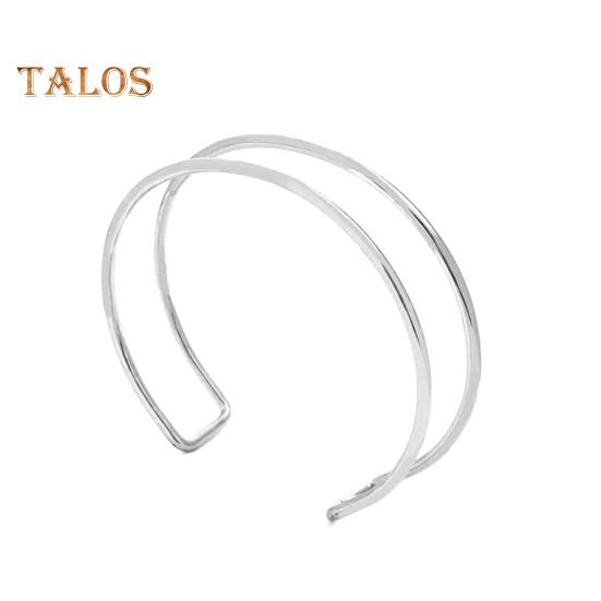 2 Pcs Women Bracelets Double-layer Open Adjustable Polished Anti-slip Exaggerated Style Solid Color Metal Arm Cuffs Lady Jewelry