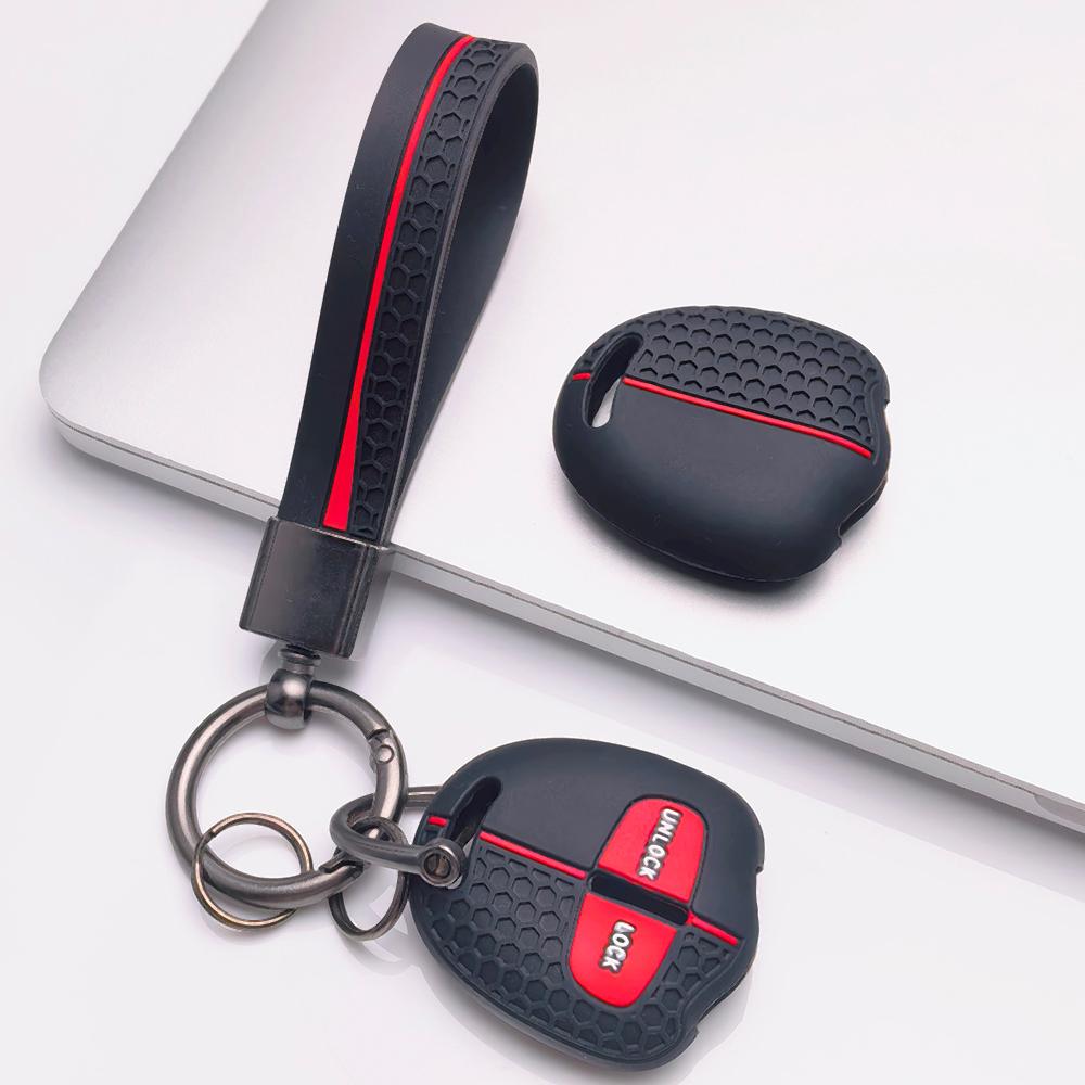 Key Cover for Mitsubishi Outlander ASX Lancer Triton Pajero Sport Eclipse with Keychain Anti-Scratch Surface Shockproof Structure Soft Grip Texture