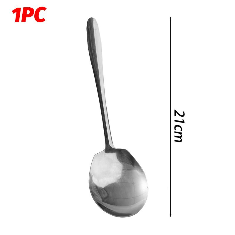 

6/1PCS Large Stainless Steel Round Soup Spoons Thickened Long Handle Dining Spoon Tablespoons Big Head Scroops Kitchen Utensils