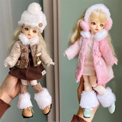 Fashion Pretty Dress 30Cm Doll Clothes Coat Hat Casual Wear Doll Winter Suit Handmade Dress Up 1/6 Clothes Doll Accessories Set