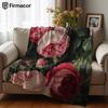 Dew-Kissed Roses Lightweight Microfiber Soft Christmas Fleece Blanket Warm Cozy Throw for Bed Sofa Office Travel All Season