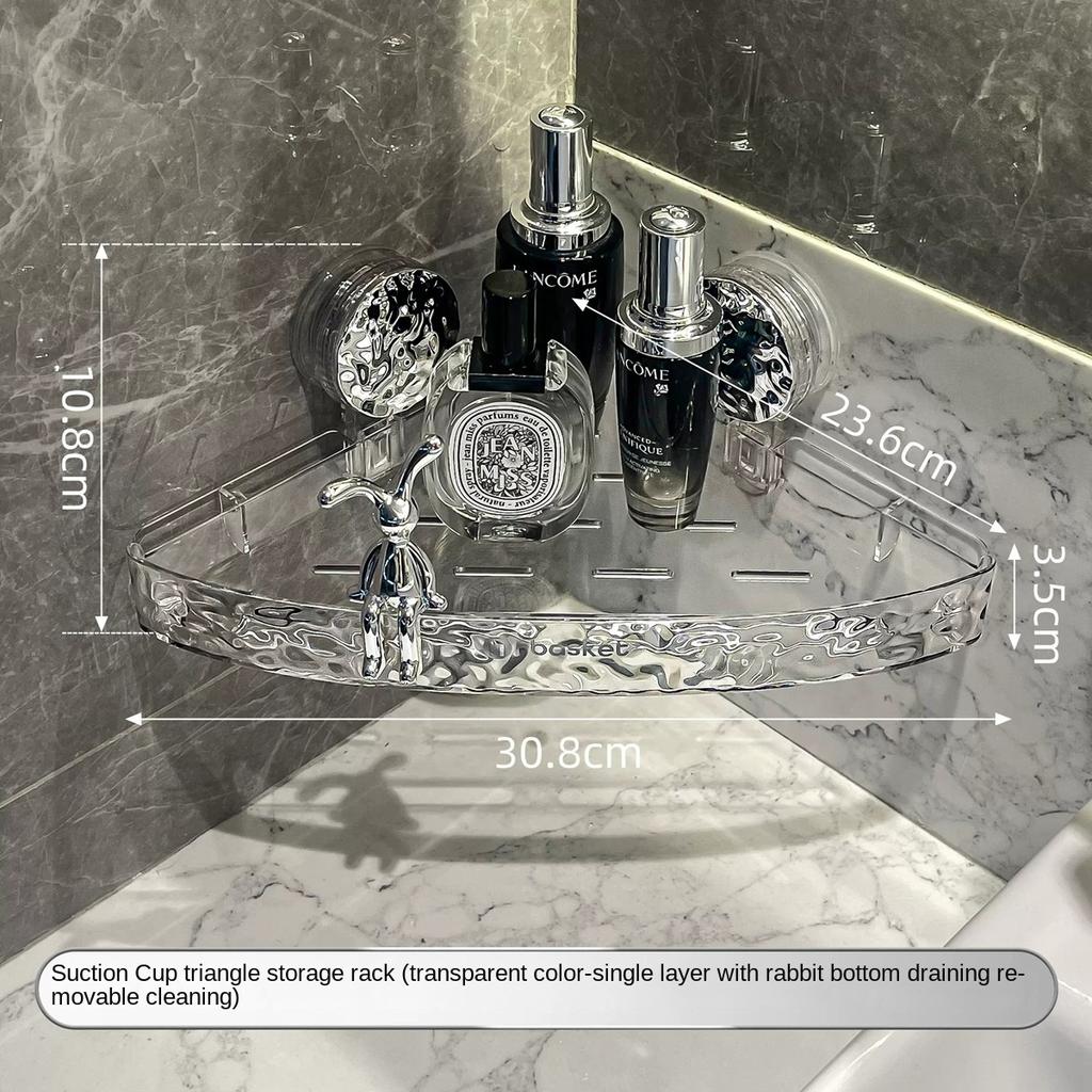 Bathroom Suction Cup Triangle Storage Rack Without Punching Wall-mounted Shelf Bathroom Toilet Washbasin Corner Storage Rack