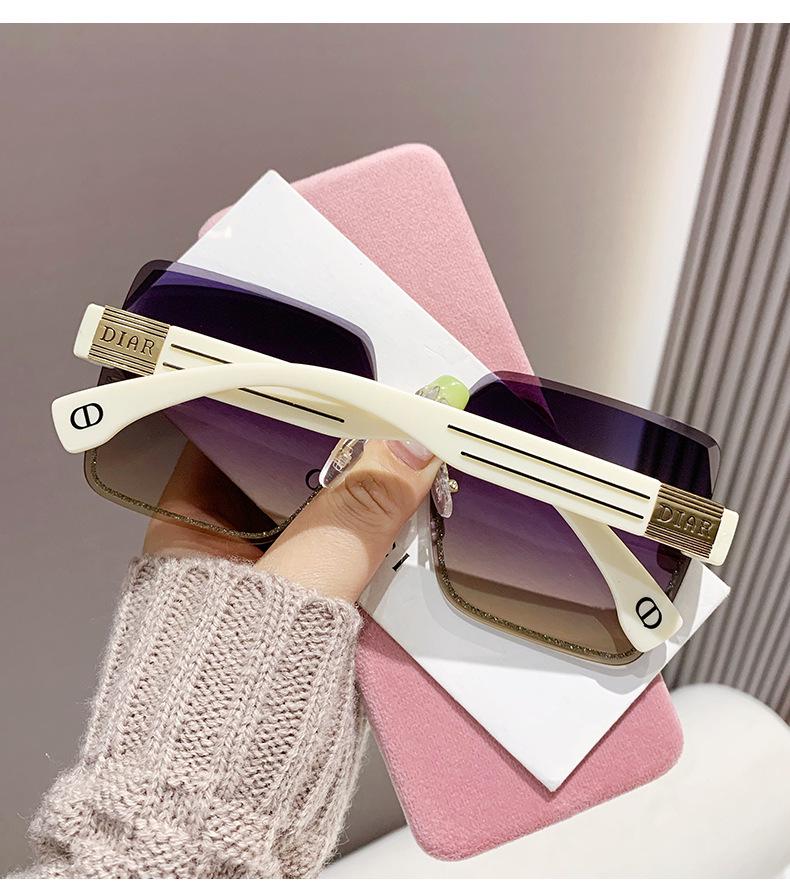 Large Square Rimless Sunglasses for Women - Trendy Anti-UV Celebrity Style