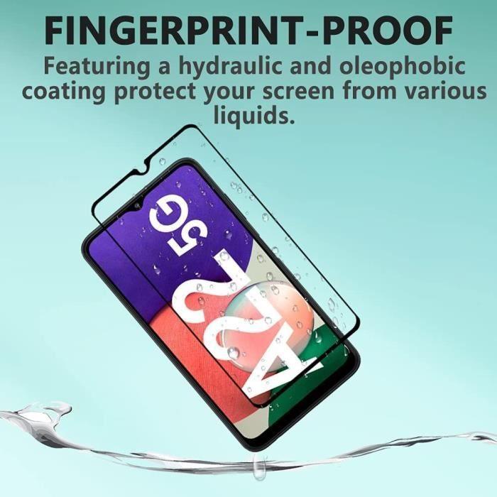 Verre trempé intégral pour Samsung A22 5G (6,6") Pack de 2 Films Vitre Ecran Noir Anti rayure Haute résistance
