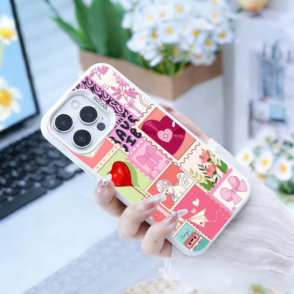 Collage  Phone Case For IPhone 16 17 15 14 12 13 Pro Max white Color Shockproof Cover