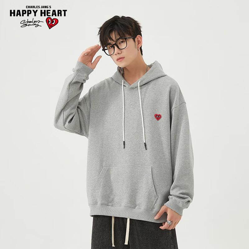 Charles Peach Heart Winter Thickened Hooded Sweatshirt