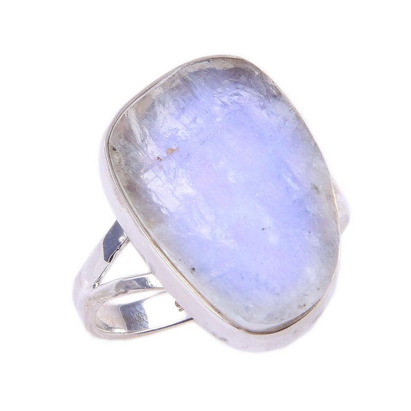 Natural Rainbow Moonstone Gemstone Handmade 925 Solid Silver Ring Size 10 d1y26