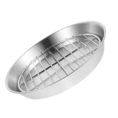 Round Outdoor Camping Grill Pan Baking Pans 304 Stainless Steel Roasting for Turkey Food Display Rack