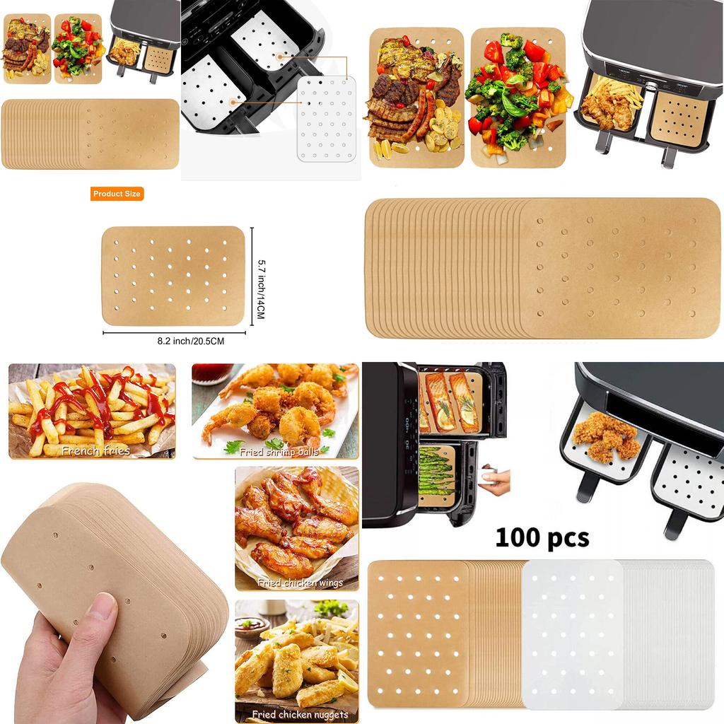 Durable Rectangular Oil Paper Liner For Air Fryer Heat Resistant And Non-stick