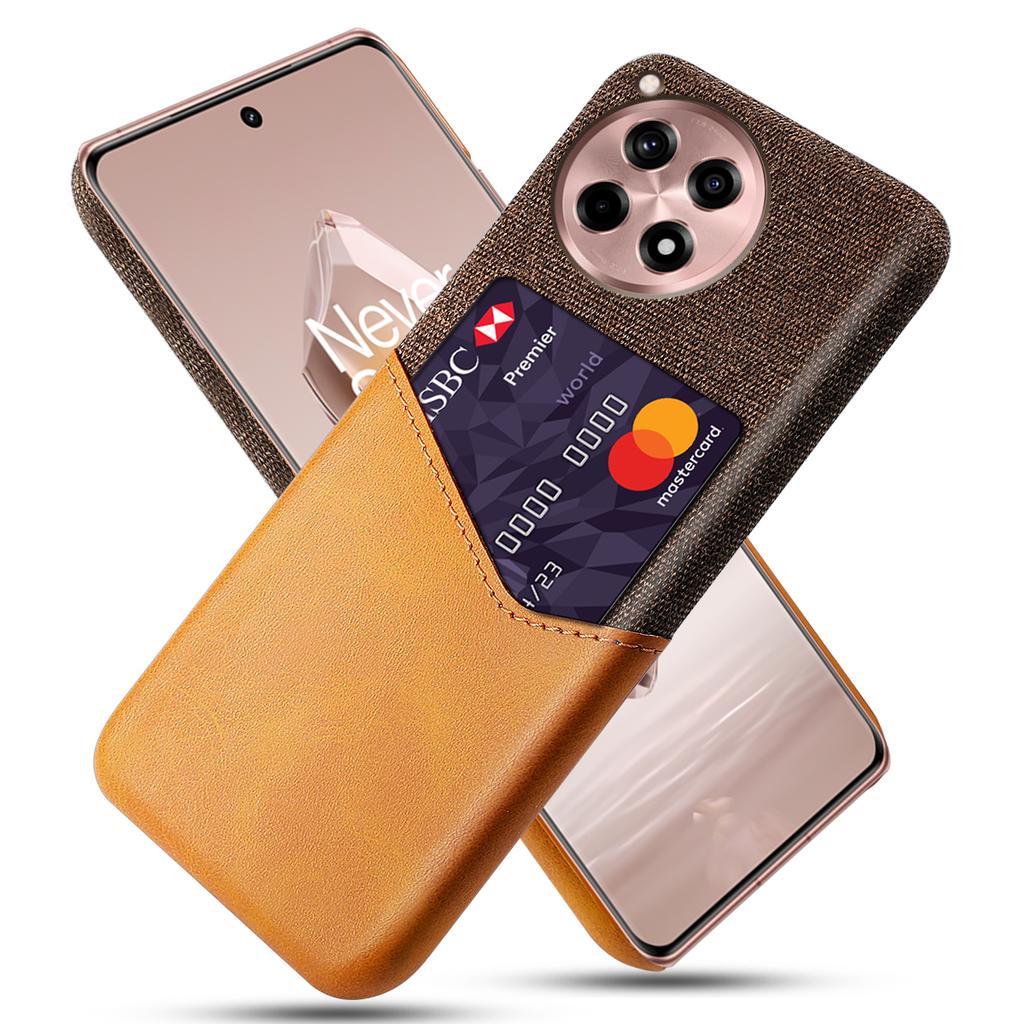 For OnePlus Ace 3 5G/12R 5G Case Cloth Texture PU Leather+PC Card Holder Phone Cover