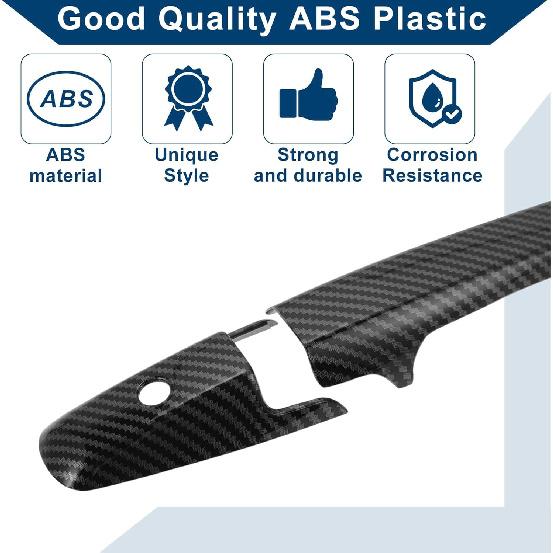 Car Door Handle Cover Trim for Honda Civic 2006-2011 |Side Door Handle Cover| Durable| 1 Set Carbon Fiber Black