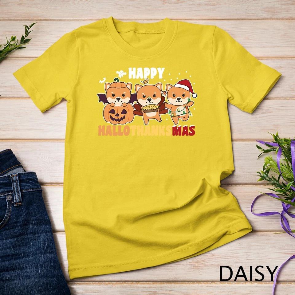 Shiba Inu Christmas Halloween Happy Hallothanksmas Tee Unisex T-shirt 2 4XL