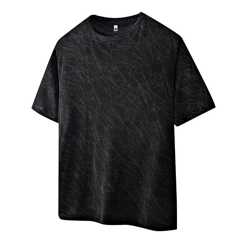 

Футболка Ice Silk, мужская, спортивная и для отдыха, быстросохнущая, эластичная, большого размера, с круглым вырезом и короткими рукавами XL чёрный