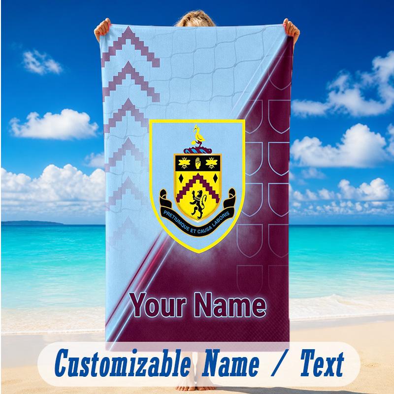 Beach Towel Custom Name Text, Quick Dry Large Towel For Beach HomeBurnley Football