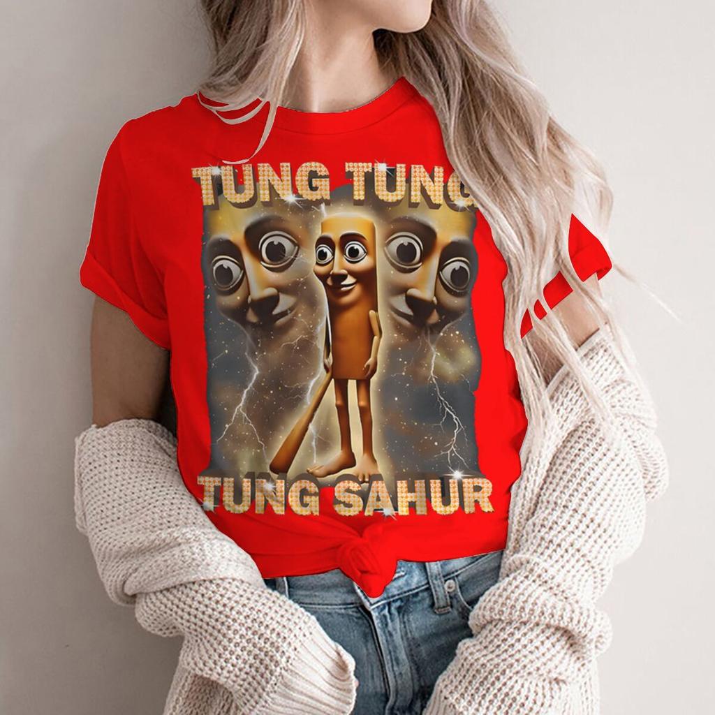 Tung Tung Tung Sahur Meme Unisex Unisex Tshirt Funny Cartoon Character Streetwear Short Sleeve Unisex Tee