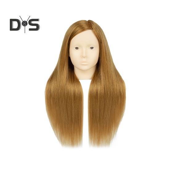 Mannequin Head with Real Hair Hairdresser Braiding Hair Styling Training Manikin Cosmetology Doll Head Brown Golden Long Hair Hairdressing Makeup