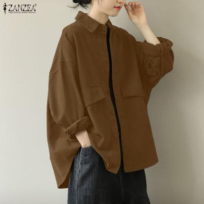 Women Casual Turn Down Collar Long Sleeve Classic Blouse