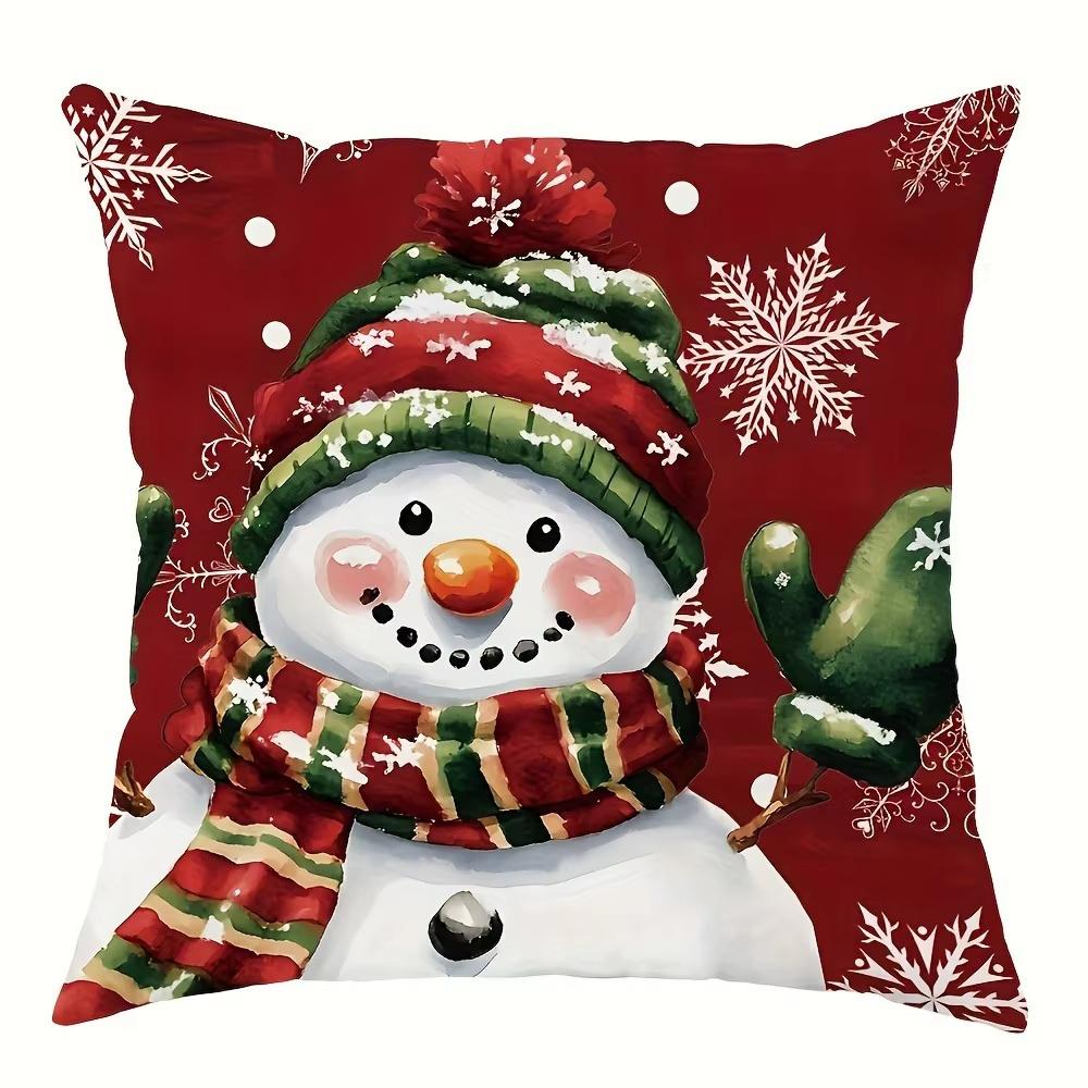 

Рождественский Праздник Геометрические Элементы Наволочка Снеговик Клетка Олень Принт Мягкая Удобная Ткань 18x18Inch