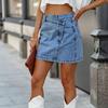 Damen Mittelhoher Unregelmäßiger Mini-Denim-Rock Street Style Unregelmäßiger Kurzer Denim-Rock