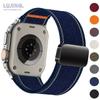 Nylon Loop For Apple Watch Ultra 2 3 Band 49mm 44mm 46mm 42mm 45mm 41mm 40mm 38mm Magnetic Bracelet Correa IWatch Series 11 10 9 8 7 5 4 SE3 Strap