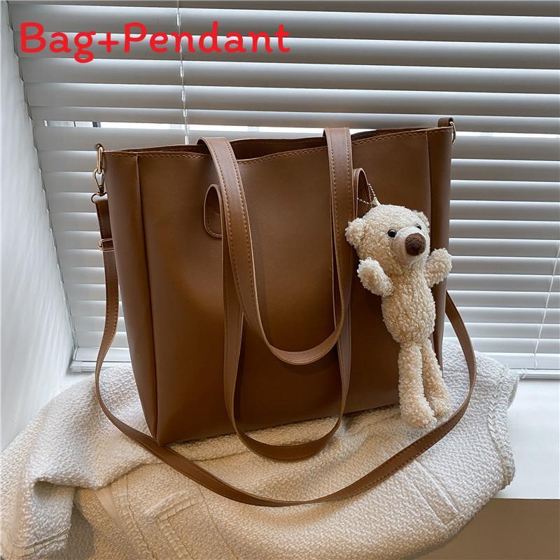 Tote Bag For Women Pu Leather Retro Large Handbag With Zipper For School And Casual Use