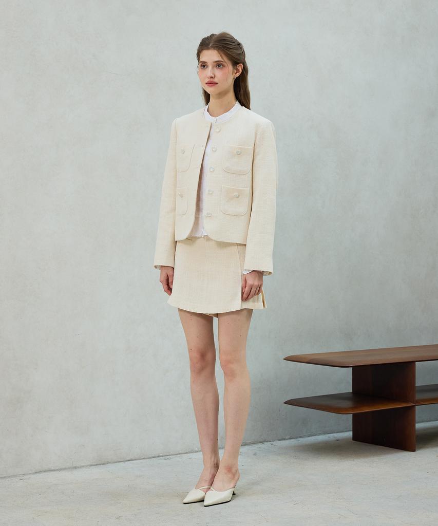 Alikim Cherish Tweed Skirt Pants / White