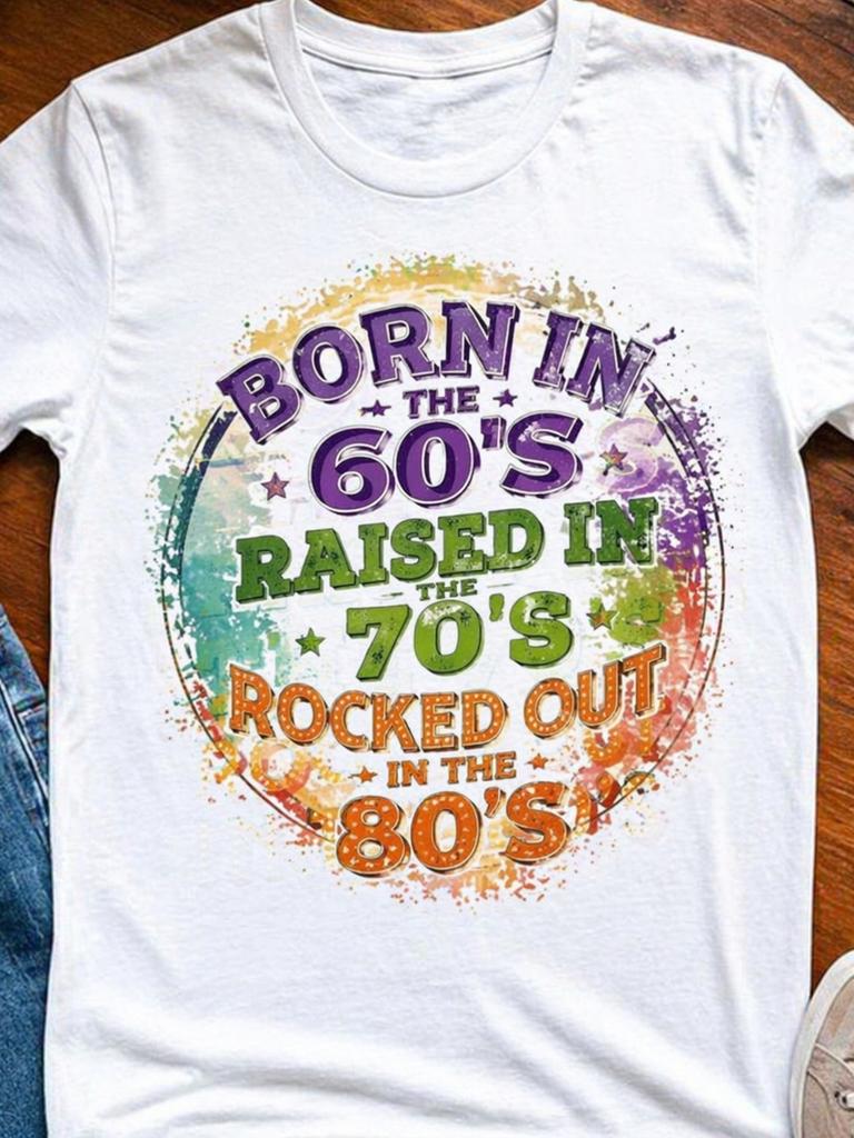 Women's Plus Size Vintage 60s 70s 80s T-Shirt - Oversized Retro Short Sleeve Round Neck Tee with Sof