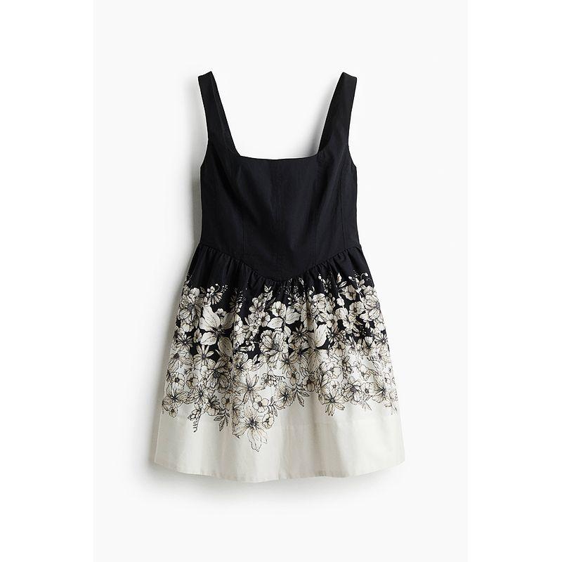 

HM Женское платье 2025 Лето Новинка Открытая спина Квадратный вырез Отпуск Дизайн на бретелях Цветочная юбка 1273504