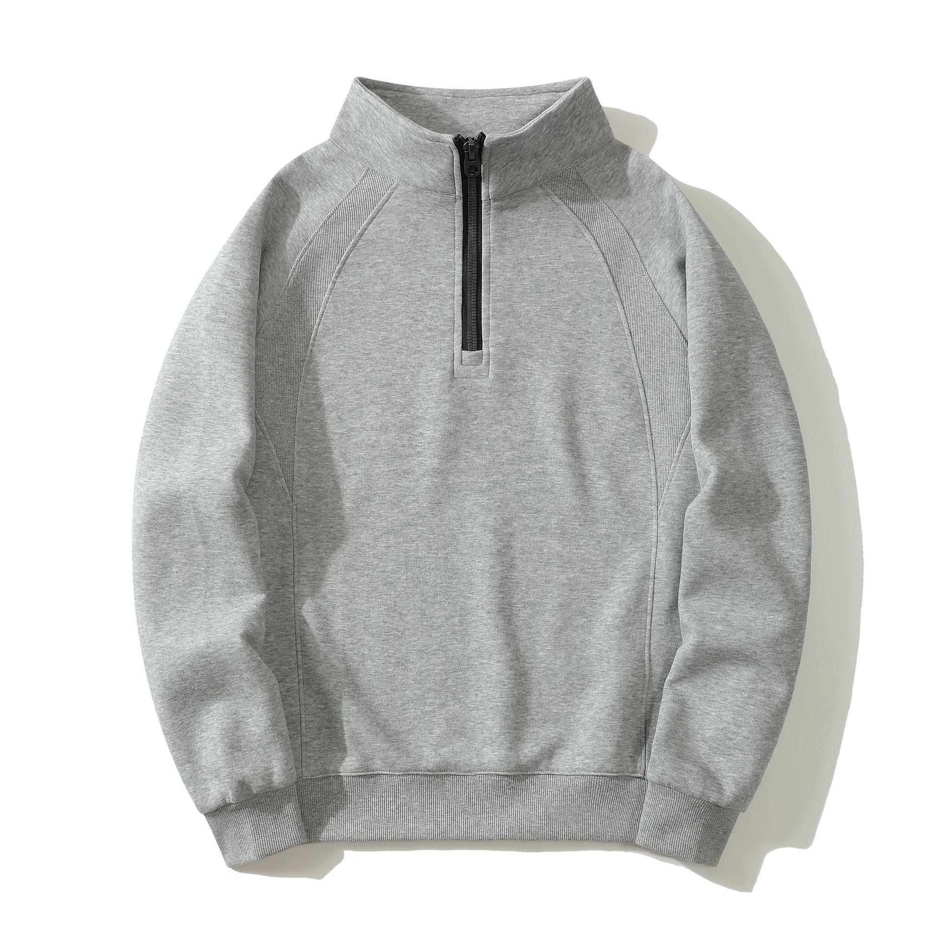 

Men s Double-Sided Brushed Half-Zip Stand-Up Collar Sweatshirt - Autumn/Winter Casual Loose Thickened Pullover Outerwear XL