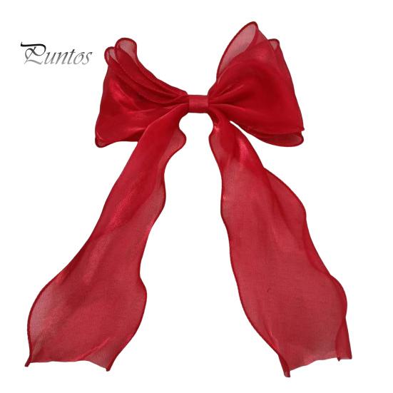 

Женская заколка для волос из сетчатой пряжи, лента, бант, декоративная мультяшная заколка для волос с длинным хвостом, милые аксессуары для волос красный