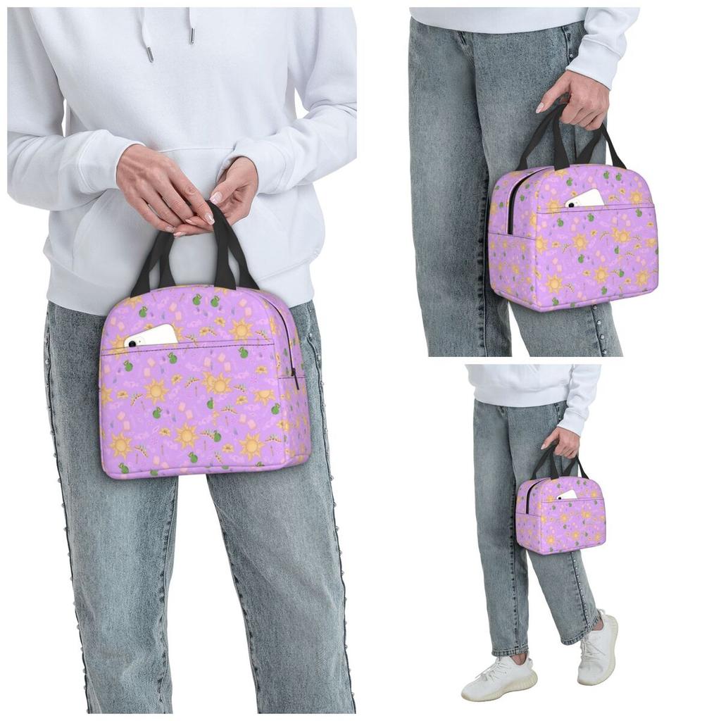 Rapunzel Pattern Insulated Lunch Bag for Women Office Cooler Thermal Food Box Tote Leakproof Lunch Boxes Container