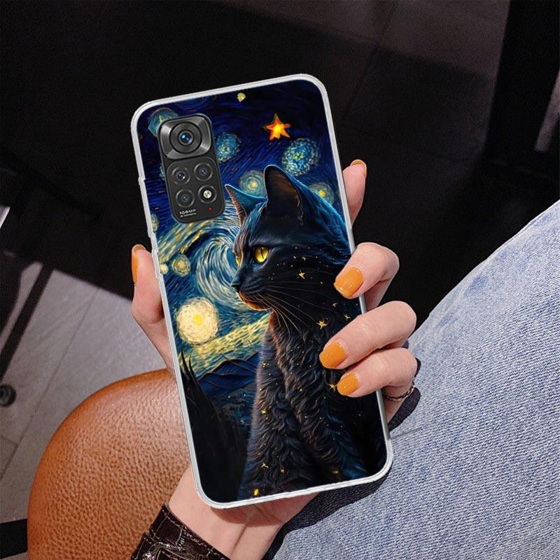 Black Cat Cartoon Cute Phone Case For Xiaomi Redmi Note 15 14 13 12S 12 11 Pro Plus 14S 11S 11E 10 10S 11T 5G Personalized Cover